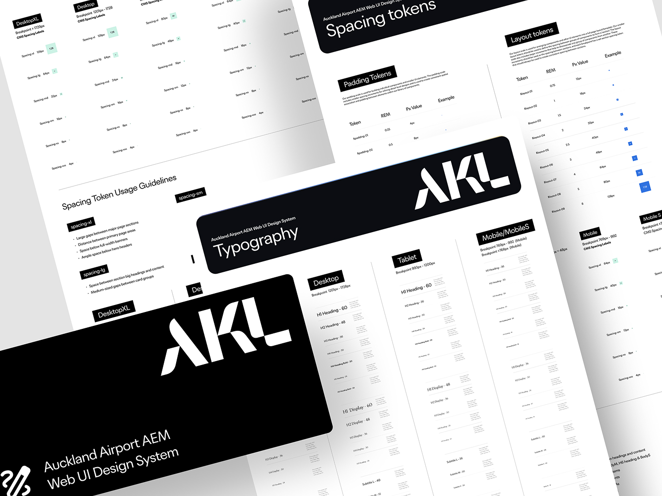 Auckland Airport web design system typography and spacing guidelines